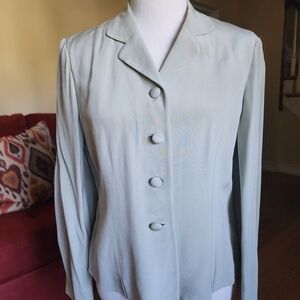 Talbots Light Sage Green Blazer with Tailored Fit and Minimalist Design
